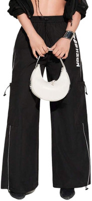 Tabadtod Solid Women Black Track Pants