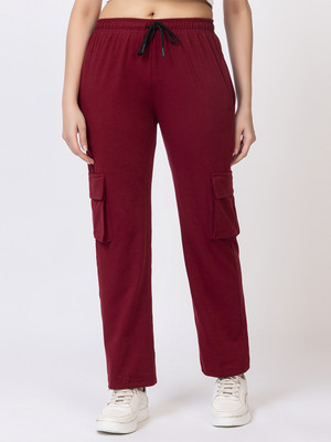 STARSEVEN Solid Women Maroon Track Pants