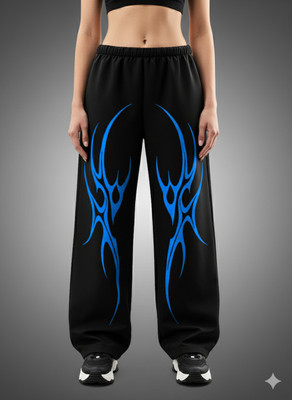 ZELTOS Printed Women Black Track Pants