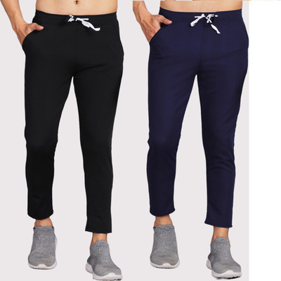 ASK CREATION Solid Men Black, Dark Blue Track Pants