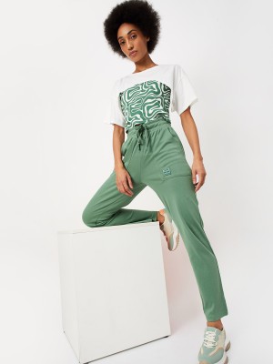 MAX Solid Women Green Track Pants