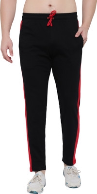 FASHA Solid, Striped Men Black Track Pants
