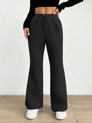Dockstreet Solid Women Black Track Pants