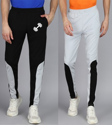 bfb Printed, Colorblock Men Black, Grey Track Pants