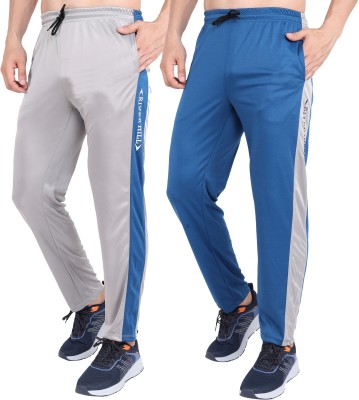 RiverHill Colorblock Men Grey, Light Blue Track Pants