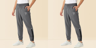 YUNEK Striped Men Grey Track Pants