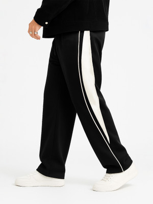 MANIAC Colorblock Men Black Track Pants