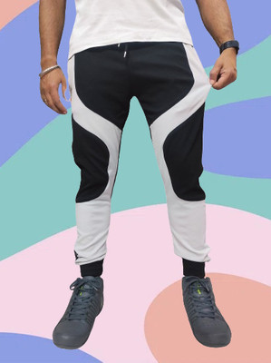 RusticBlooms Colorblock Men Black Track Pants