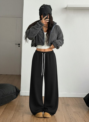 Dockstreet Solid Women Black Track Pants