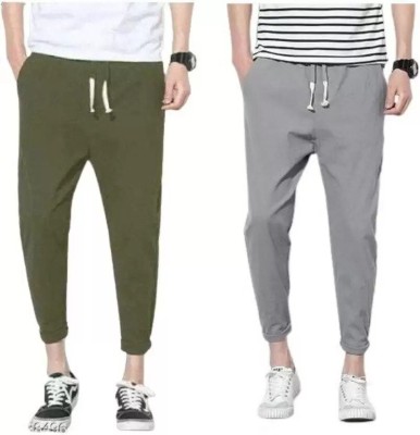 ROSHNI Solid Men Grey, Olive Track Pants