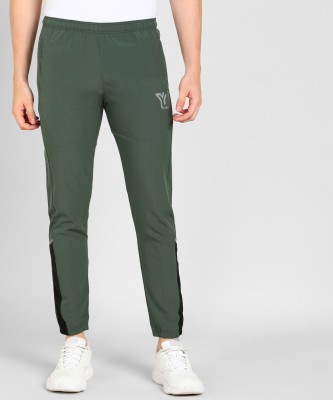 YUNEK Colorblock Men Green Track Pants