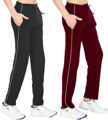 Diwazzo Solid Men Black, Maroon Track Pants