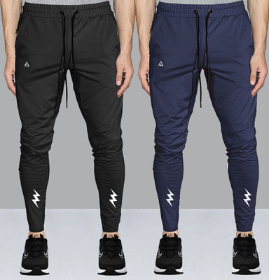 AVOLT Self Design Men Black, Blue Track Pants