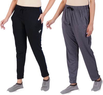 FEEL TRACK Solid Women Black, Grey Track Pants