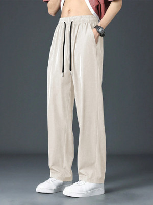 Leriya Fashion Solid Men White Track Pants