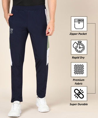 YUNEK Solid, Striped Men Blue Track Pants
