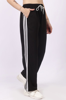 Aileyis Striped Women Black Track Pants