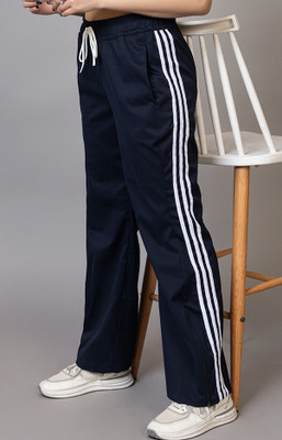 BAYSTREET Solid, Striped Women Dark Blue Track Pants