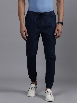 WROGN Solid Men Blue Track Pants