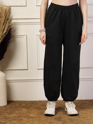 UZARUS Solid Women Black Track Pants