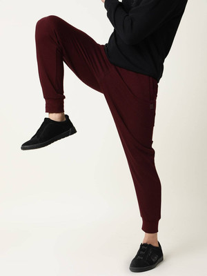 Rare Rabbit Solid Men Maroon Track Pants