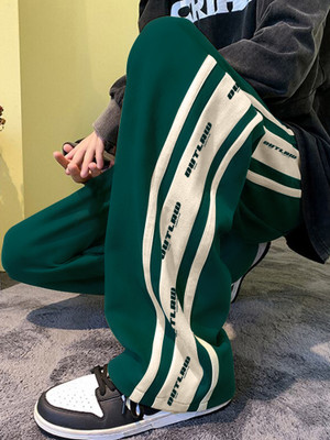 Jump Cuts Colorblock Men Green, Beige Track Pants