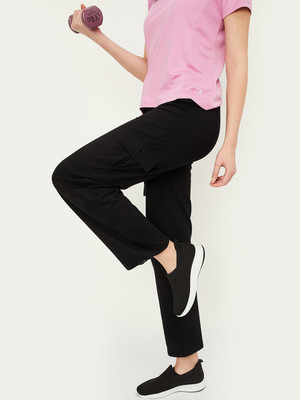 MAX Solid Women Black Track Pants