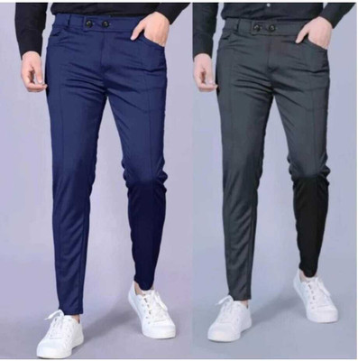 UrbanX Solid Men Black, Dark Blue Track Pants