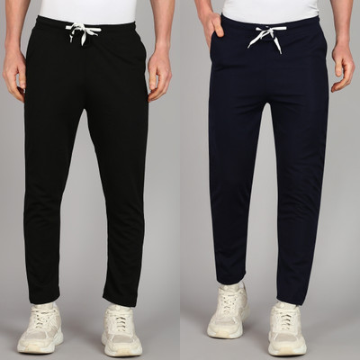 BTMZ Solid Men Black, Dark Blue Track Pants