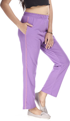 E-MAX Solid Women Purple Track Pants