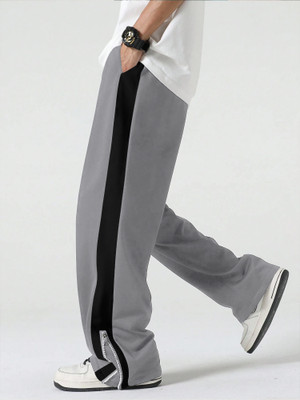 Jump Cuts Colorblock Men Grey Track Pants
