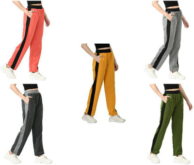 Indistar Colorblock Women Black, Green, Red Track Pants