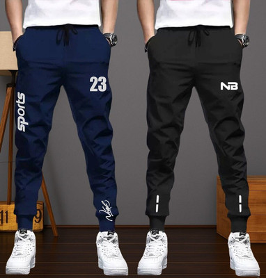 NB NICKY BOY Printed Men Blue, Black Track Pants