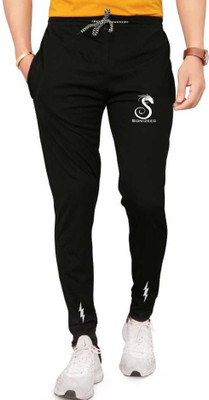 SONIZEED Printed Men Black Track Pants