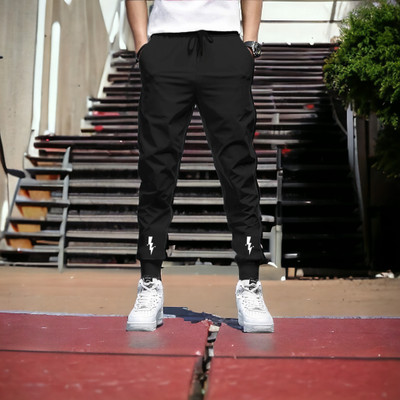 AXOLOTL Solid Men Black Track Pants