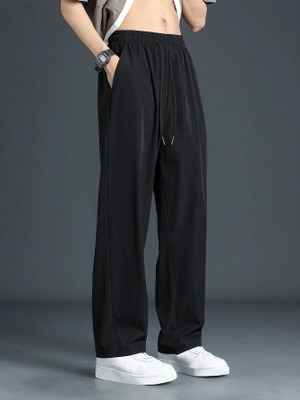 Dockstreet Solid Men Black Track Pants