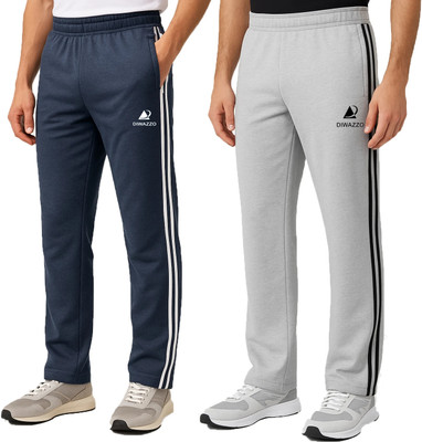 Diwazzo Striped Men Light Blue, Silver Track Pants