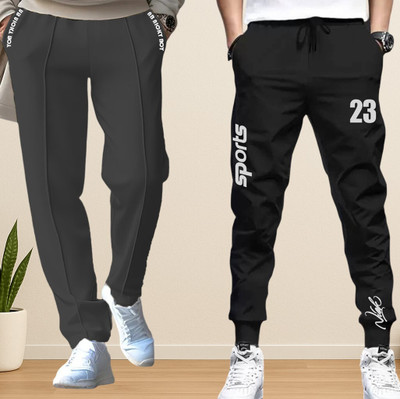 NB NICKY BOY Printed Men Black, Grey Track Pants