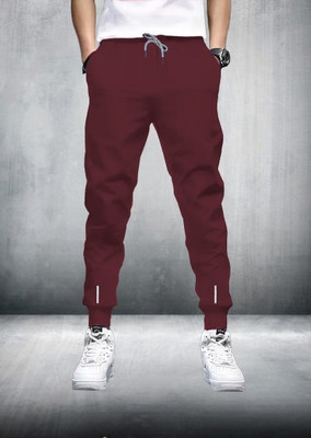 Nikshi Solid Men Maroon Track Pants