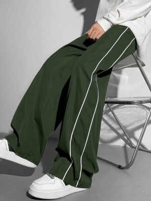 Rajovati Striped Men Dark Green Track Pants