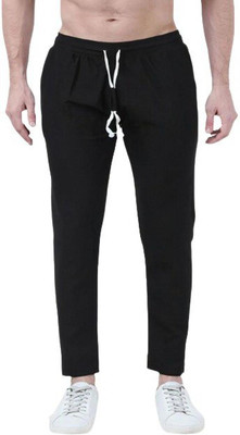 AMFABRICS Solid Men Black Track Pants