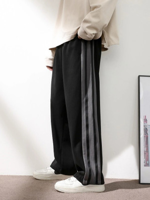 coastal clothier Solid, Striped Men Black Track Pants