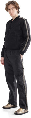 Rare Rabbit Solid Men Black Track Pants
