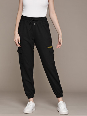 Leotude Solid Women Black Track Pants
