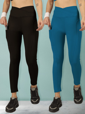 BEYOGINI Solid Women Black, Blue Track Pants
