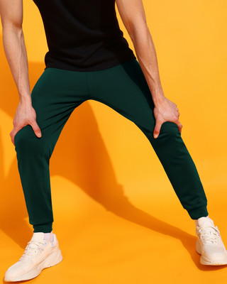 INDICLUB Self Design Men Green Track Pants