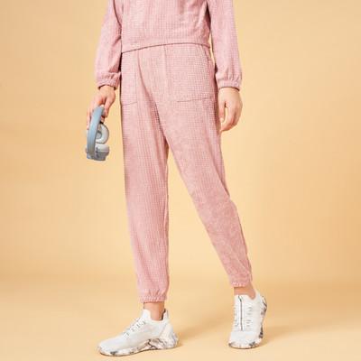 Ajile By Pantaloons Self Design Women Pink Track Pants