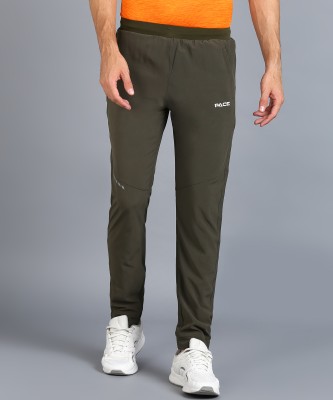 Pace International Solid Men Olive Track Pants