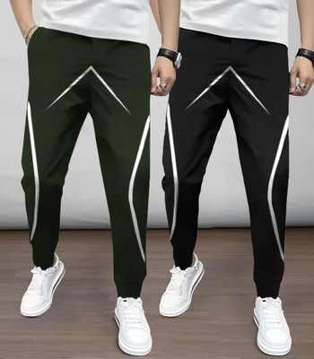TRIPR Printed Men Green, Black Track Pants