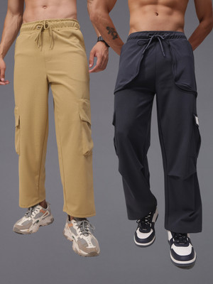 MADSTO Solid Men Brown, Grey Track Pants
